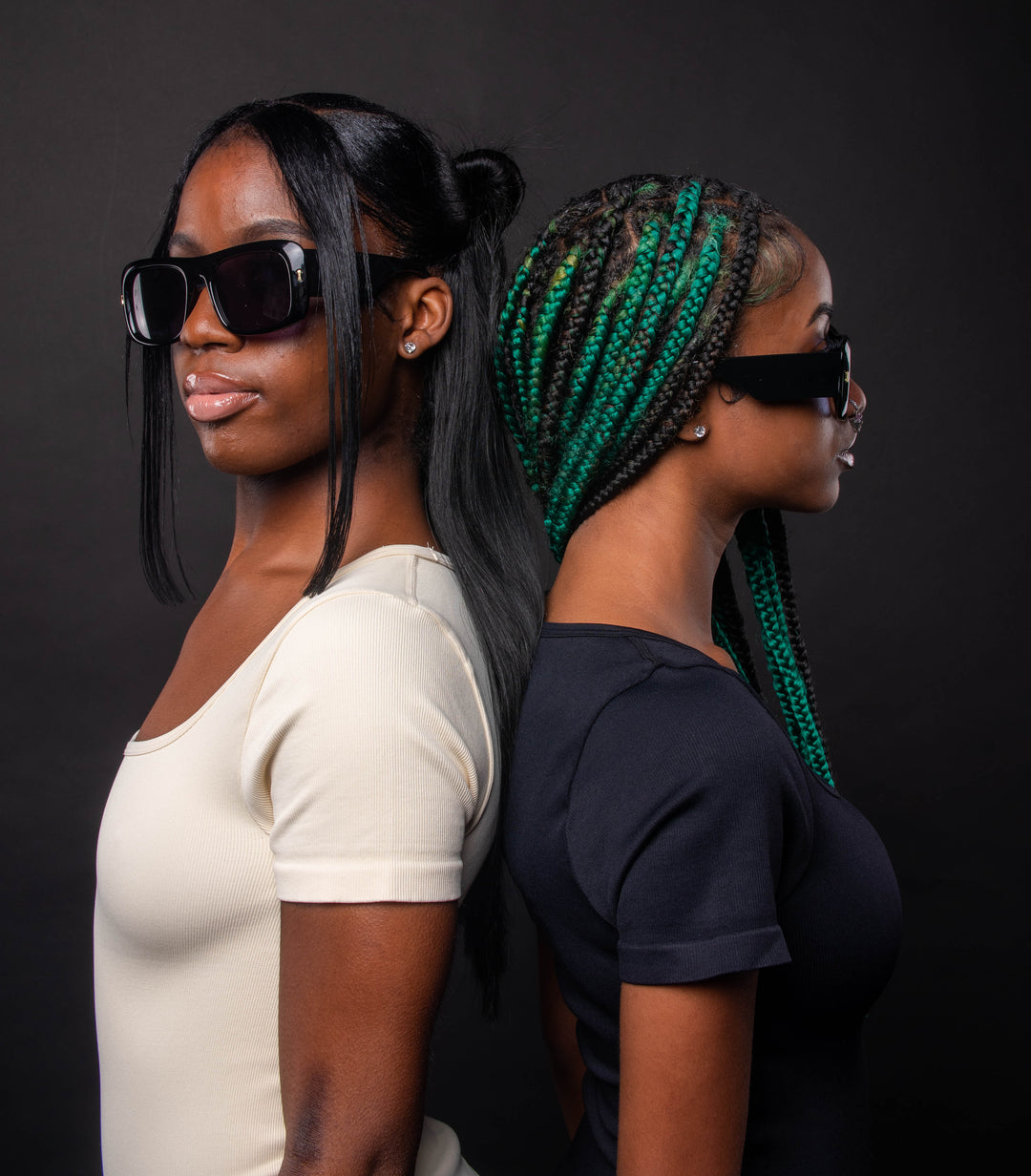 Emani  - Retro Flat Top Square Sunglasses